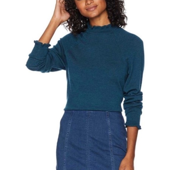 Free People Sweaters - Free People Needle & Thread Merino Wool Blue Pullover Sweater Womens Small Teal